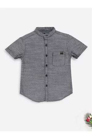 HERE&NOW Boys Grey Slim Fit Casual Shirt