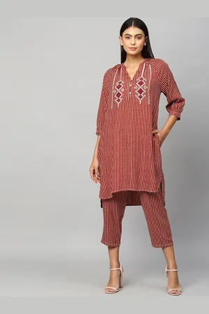 Chemistry Women Geometric Print Embroidered Detail Kurta With Trouser