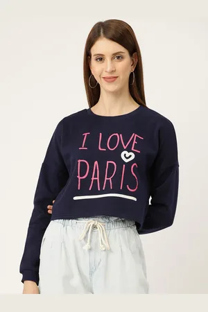 Sera Women Navy Blue & Pink Printed Sweatshirt