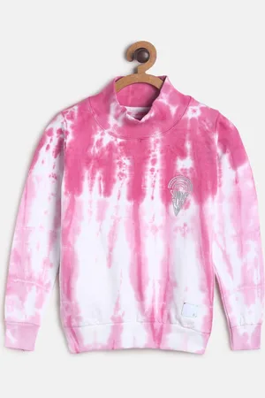 TALES & STORIES Girls Pink & White Tie Dye Sweatshirt
