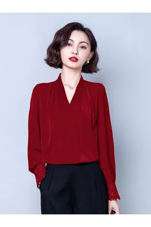 JC Collection Women Maroon Solid Polyester Casual Top
