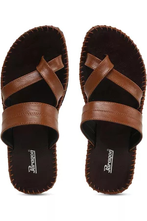PARAGON Men Tan & Black Comfort Sandals