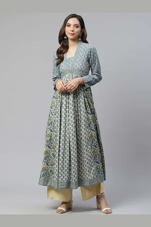 Divena World Women Blue Ethnic Motifs Printed Anarkali Kurta