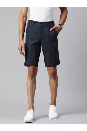 Marks & Spencer Men Navy Blue Linen Shorts