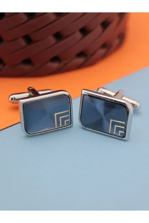 Kavove Blue & Silver-Toned Cufflink