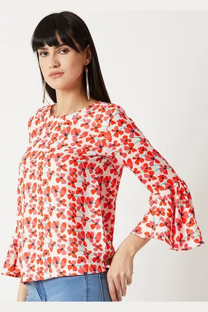 Miss Chase Women White & Red Printed Top