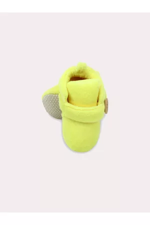 Superminis Infant Kids Yellow Solid Cotton Ankle-Length Booties