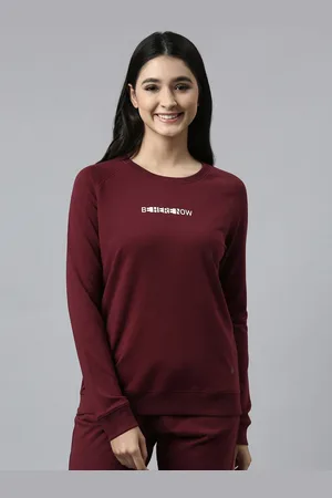 ENAMORA E079 Crew Neck Stretch Cotton Basic Sweatshirt for Women with Long Sleeves