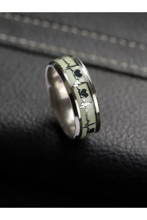 Priyaasi Men Silver-Plated Heartbeat Finger Ring