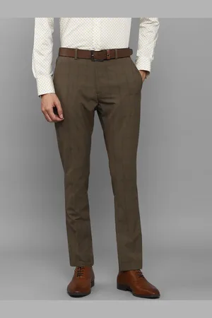 Buy Men Olive Slim Fit Solid Flat Front Formal Trousers Online - 394795 | Louis  Philippe
