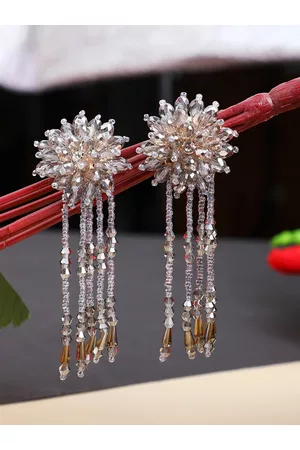Bhana Fashion Grey Contemporary Drop Earrings