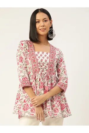 Jaipur White & Pink Floral Print Top