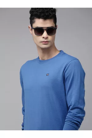 Arrow Men Blue Solid Pullover Sweatshirt