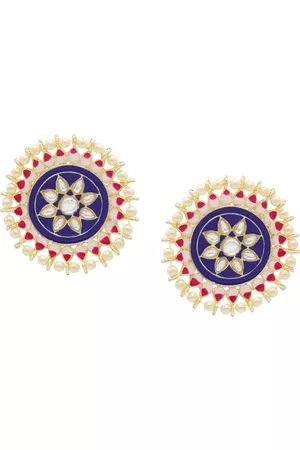 Asmitta Jewellery Blue Gold-Plated Contemporary Studs Earrings