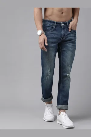 Roadster Men Blue Slim Fit Mildly Distressed Light Fade Stretchable Jeans