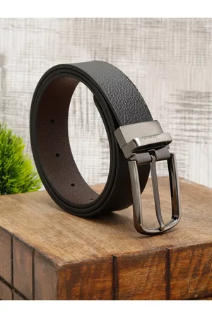 LOUIS STITCH Men Italian Leather Textured Reversible Belt