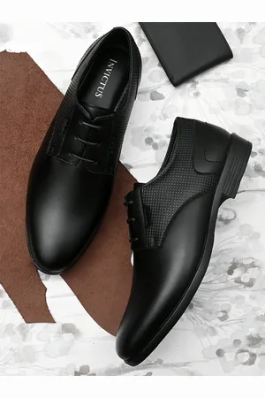 Invictus Men Black Solid Faux Leather Formal Derbys