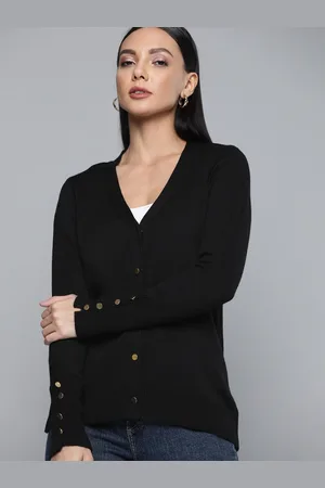 Chemistry Women Black Solid Cardigan