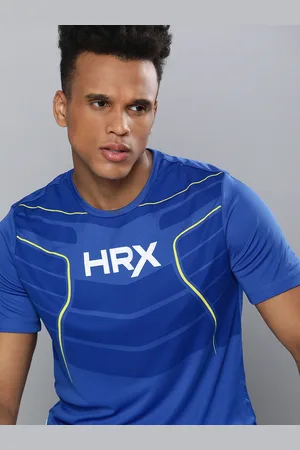 HRX Men Blue Rapid-Dry Brand Carrier Training T-shirt
