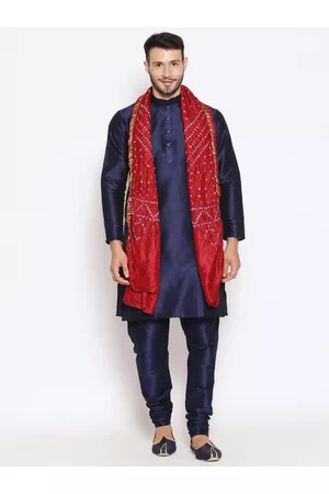 Bazaar Men Dupattas - Men Maroon & White Woven Design Bandhani Dupatta