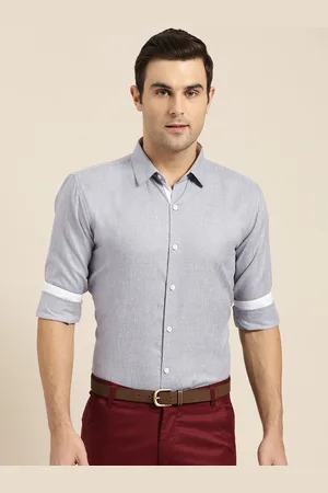 SOJANYA Men Grey Classic Regular Fit Solid Formal Shirt
