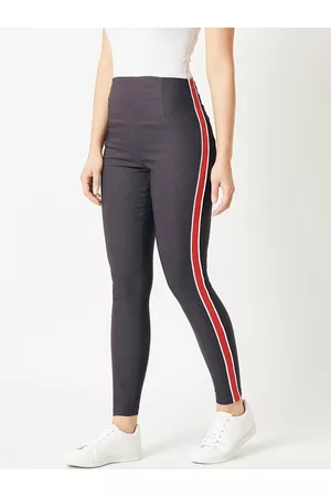 Miss Chase Women Grey Solid Skinny-Fit Jeggings
