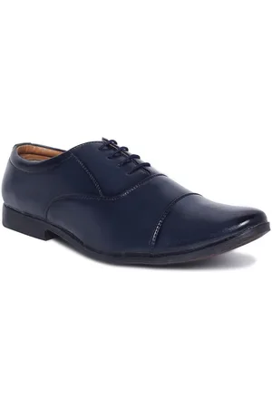MUTAQINOTI Men Blue Solid Formal Oxfords