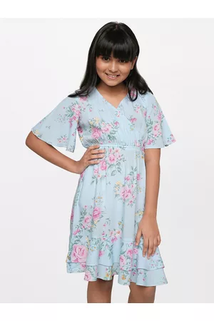 AND Blue Floral Crepe Dress
