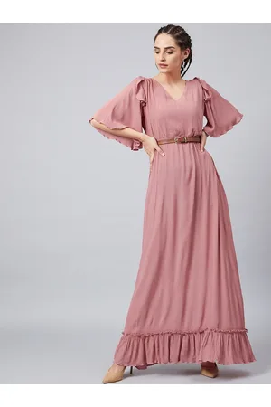 ATHENA Women Mauve Solid Maxi Dress