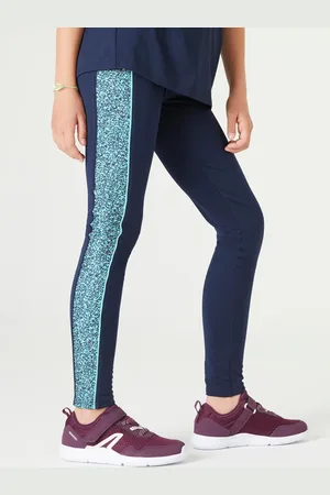 DECATHLON Girls Navy Blue Printed Leggings