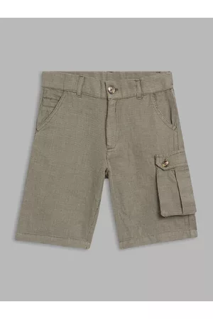 Blue Giraffe Boys Olive Green Solid 100% Cotton Shorts