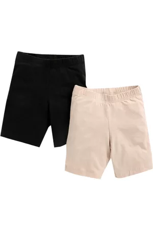 Charm n Cherish Girls Pack of 2 Beige & Black Skinny Fit Training or Gym Sports Shorts