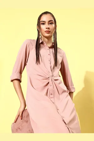 Rare Fashion Women Peach Solid Volume Play Dress