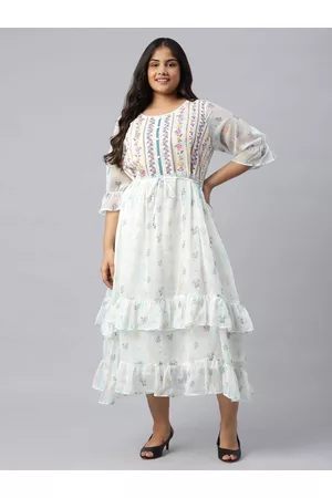 AURELIA White Floral A-Line Midi Dress