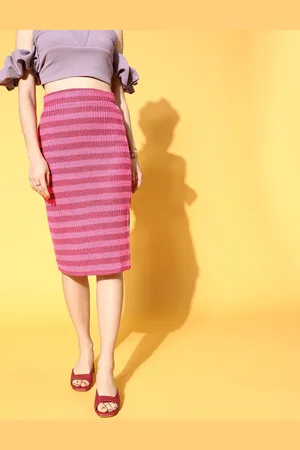 ATHENA Pretty Pink Striped Peekaboo Bottom Skirt