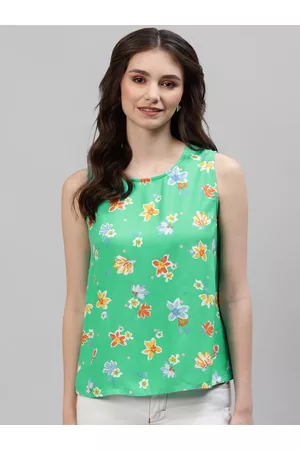 DEEBACO Women Green Floral Printed Top