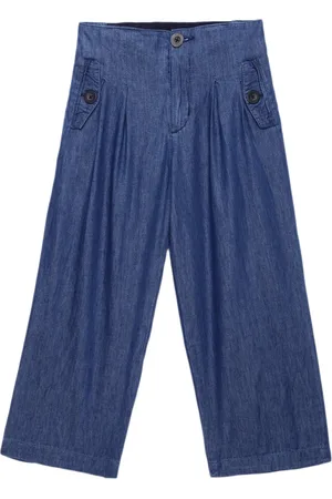 UNDER FOURTEEN ONLY Girls Navy Blue Cotton Jeans