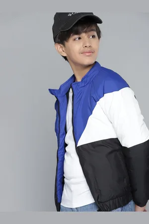 YK Boys Black & White Colourblocked Padded Jacket