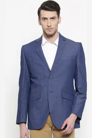 ColorPlus Men Blue Solid Single-Breasted Tailored Fit Casual Blazer