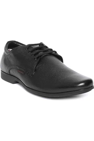 Red Chief Men Black Textured Leather Formal Derbys