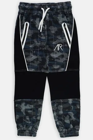 Angel & Rocket Boys Navy Blue Printed Cotton Joggers