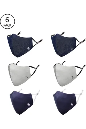 Masq Unisex Pack Of 6 4-Ply Reusable Anti-Pollution Pure Cotton Cloth Masks