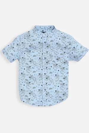 HERE&NOW Boys Blue Slim Fit Printed Casual Shirt