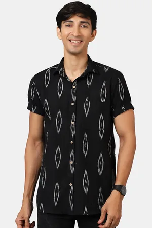 Wintage Men Black Classic Printed Casual Shirt