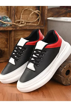 mactree men colourblocked pu sneakers