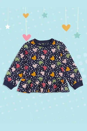 Mothercare Girls Navy Blue Printed Pure Cotton Sweatshirt