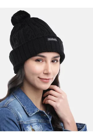 DressBerry Women Black Self Design Acrylic Beanie
