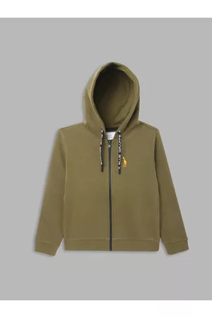 Blue Giraffe Boys Olive Green Hooded Sweatshirt