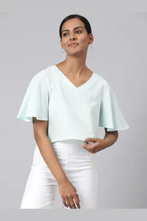 Fabindia Women Blue Cotton Cape Top
