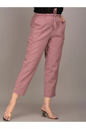 IQRAAR Women Orange Slim Fit Trousers